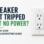 Electrical outlet with no power even though breaker is not tripped, illustrating a step-by-step troubleshooting guide